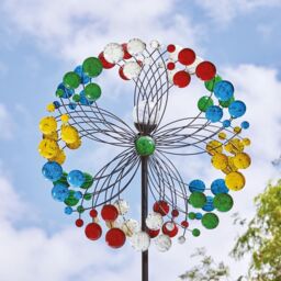 mysmartbuy Harlequin Illuminated Garden Wind Spinner with Solar Crackle Globe - thumbnail 3
