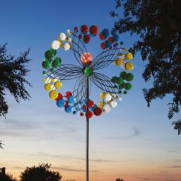 mysmartbuy Harlequin Illuminated Garden Wind Spinner with Solar Crackle Globe - thumbnail 2