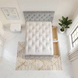 "Somnior Ziggy Velvet Divan Bed Mattress 2 Draw 54"" Headboard 22"" Footboard in Silver - Size: Small Double" - thumbnail 4
