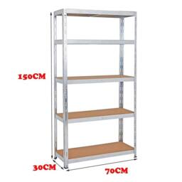 EONLION Galvanised Steel Garage Shelving in Silver - Size: 1000mm × 2000mm - thumbnail 2