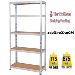 EONLION Galvanised Steel Garage Shelving in Silver - Size: 1000mm × 2000mm - thumbnail 4