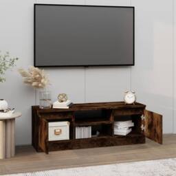 Berkfield Home TV Cabinet with Door Smoked Oak 102x30x36 cm in Brown - Size: 102 x 30 x 36 cm - thumbnail 3