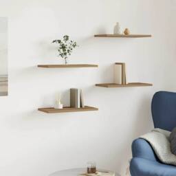 Berkfield Home Wall Shelves 4 pcs Artisan Oak 40x20x1.5 cm Engineered Wood in Brown - thumbnail 2