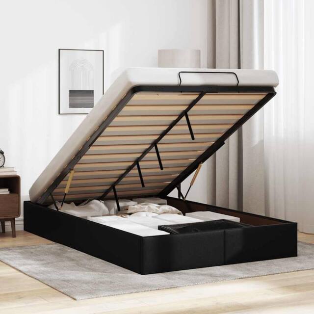Berkfield Home Ottoman Bed Frame without Mattress Black Double Faux Leather - image 1