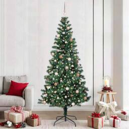 Berkfield Home Artificial Pre-lit Christmas Tree Green 240 cm PVC & Metal - thumbnail 1