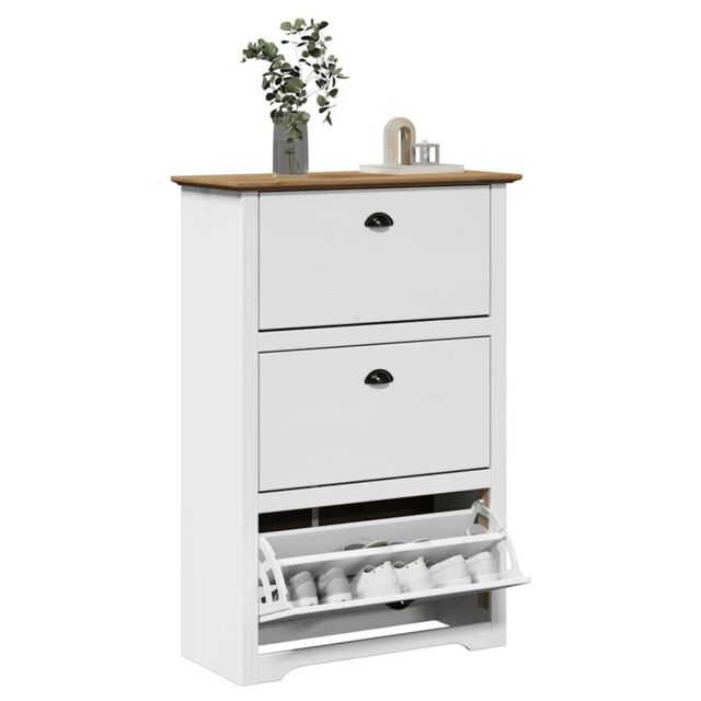 Berkfield Home Shoe Rack BODO White & Brown 80x35x118 cm - Size: 80 x 35 x 118 cm - image 1