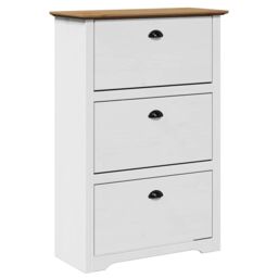 Berkfield Home Shoe Rack BODO White & Brown 80x35x118 cm - Size: 80 x 35 x 118 cm - thumbnail 2