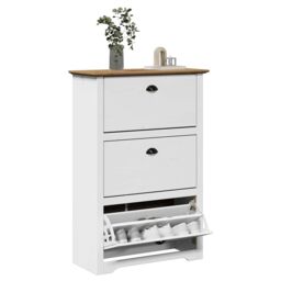 Berkfield Home Shoe Rack BODO White & Brown 80x35x118 cm - Size: 80 x 35 x 118 cm - thumbnail 1