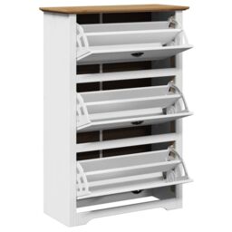 Berkfield Home Shoe Rack BODO White & Brown 80x35x118 cm - Size: 80 x 35 x 118 cm - thumbnail 5