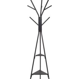 Wyld and Coco Coat Stand Black 181cm 9 Hooks 2 Shelves - thumbnail 2