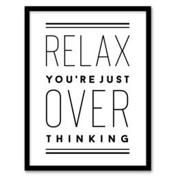 Artery8 Relax You Are Just Overthinking Modern Simple Framed Wall Art Print in White - Size: A4 - thumbnail 1
