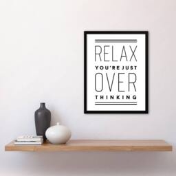 Artery8 Relax You Are Just Overthinking Modern Simple Framed Wall Art Print in White - Size: A4 - thumbnail 4