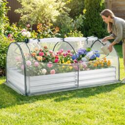SPETLEK Outdoor Rectangular Flower Growing Box Kit 202 x 101 x 81 cm in Silver - Size: 1.25kg - thumbnail 3