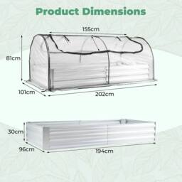 SPETLEK Outdoor Rectangular Flower Growing Box Kit 202 x 101 x 81 cm in Silver - Size: 1.25kg - thumbnail 2