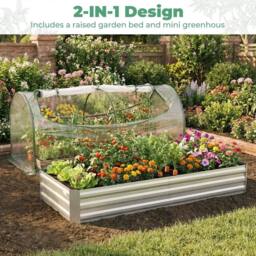 SPETLEK Outdoor Rectangular Flower Growing Box Kit 202 x 101 x 81 cm in Silver - Size: 1.25kg - thumbnail 4