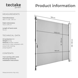 tectake Retractable Awning Taija in Light Grey - Size: 150 cmx 310 cm - thumbnail 6