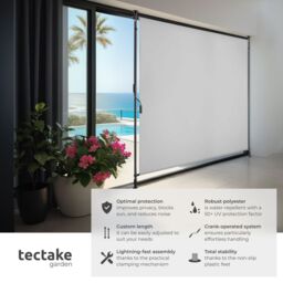 tectake Retractable Awning Taija in Light Grey - Size: 150 cmx 310 cm - thumbnail 2