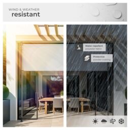 tectake Retractable Awning Taija in Light Grey - Size: 150 cmx 310 cm - thumbnail 4