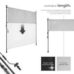 tectake Retractable Awning Taija in Light Grey - Size: 150 cmx 310 cm - thumbnail 3