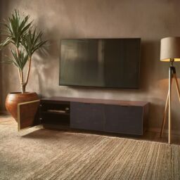 Orsina Modern Media Unit - Elegant Design Corner TV Stand For Livingroom, Versatile Modern TV Stand For Bedroom in Brown