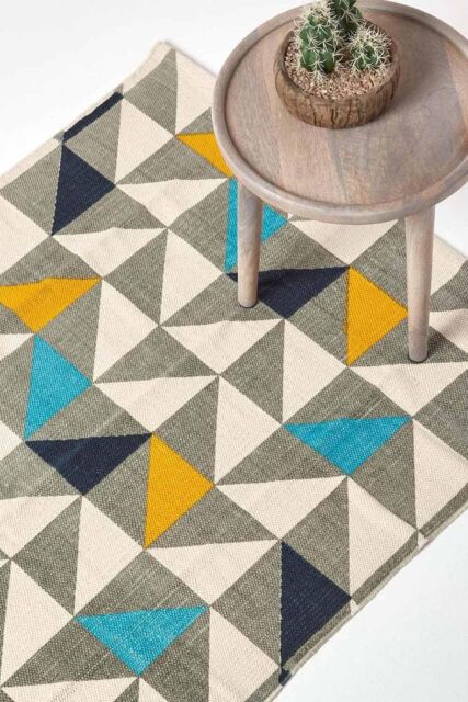Homescapes Copenhagen Cotton Geometric Scandi Printed Rug - Size: 90 cm x 150 cm - image 1