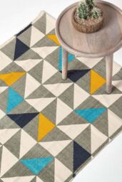 Homescapes Copenhagen Cotton Geometric Scandi Printed Rug - Size: 90 cm x 150 cm - thumbnail 1