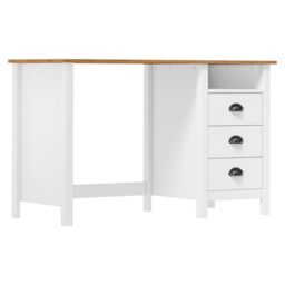 Berkfield Home Desk Hill with 3 Drawers 120x50x74 cm Solid Pine Wood in White - Size: 120 x 50 x 74 cm