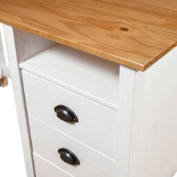 Berkfield Home Desk Hill with 3 Drawers 120x50x74 cm Solid Pine Wood in White - Size: 120 x 50 x 74 cm - thumbnail 5