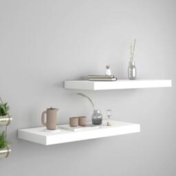 Berkfield Home Durable Floating Wall Shelves 2 pcs White 60x23.5x3.8 cm MDF - thumbnail 2