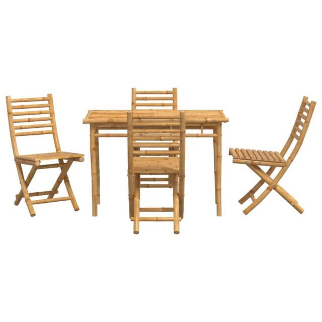Berkfield Home Beautiful 5 Piece Garden Dining Set Bamboo in Brown - image 1