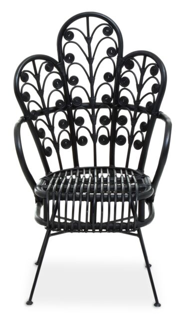 Orsina Black Natural Rattan Scalloped Back Chair - image 1