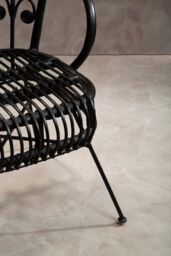 Orsina Black Natural Rattan Scalloped Back Chair - thumbnail 3