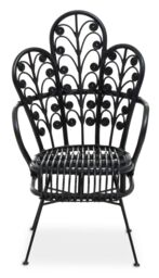 Orsina Black Natural Rattan Scalloped Back Chair - thumbnail 1
