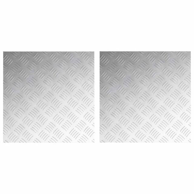 Berkfield Home Aluminum Checker Plates 2 pcs Non-Slip 50x50 cm in Silver - Size: Medium - image 1