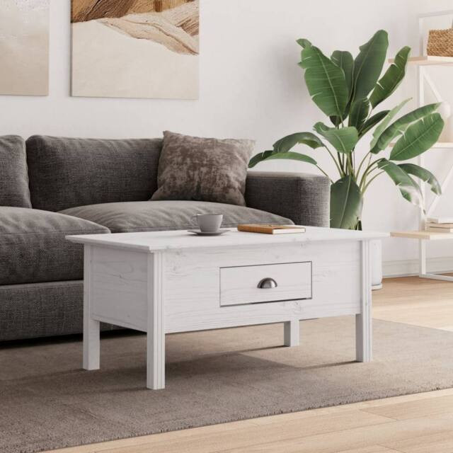 Berkfield Home Coffee Table BODO White 100x55x45 cm Solid Wood Pine - Size: 100 x 55 x 45 cm - image 1
