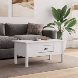 Berkfield Home Coffee Table BODO White 100x55x45 cm Solid Wood Pine - Size: 100 x 55 x 45 cm - thumbnail 1