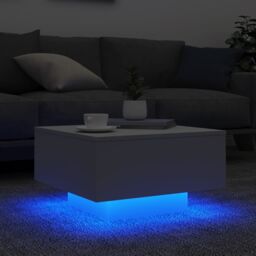 Berkfield Home Coffee Table with LED Lights White 55x55x31 cm - Size: 55 x 55 x 31 cm - thumbnail 4