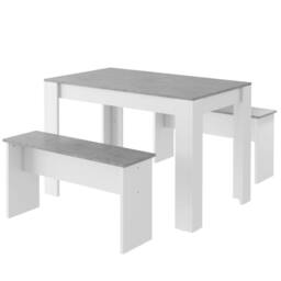 BTM Artificial Marble Dining Set with 2 Benches, Small Space in Grey - thumbnail 6