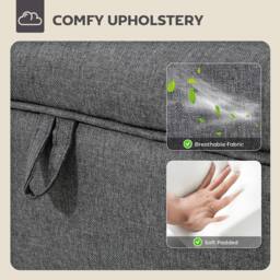 HOMCOM Linen Storage Ottoman Storage Box with Rubberwood Legs, Charcoal Grey in Dark Grey - thumbnail 6