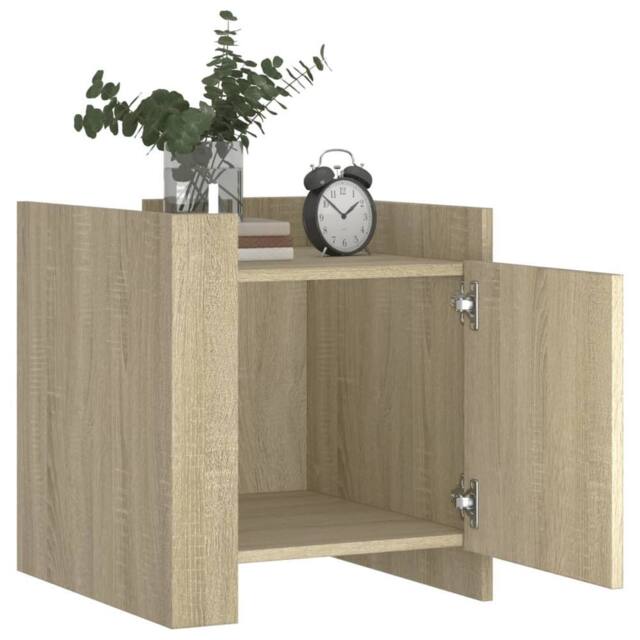 Berkfield Home Decorative Bedside Cabinet Sonoma Oak 45x50x50 cm Engineered Wood in Light Oak - Size: 45 x 50 x 50 cm - image 1