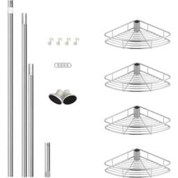 Kelvenix 4-Tier Stainless Steel Telescopic Shower Corner Shelf in Silver - thumbnail 4