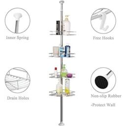 Kelvenix 4-Tier Stainless Steel Telescopic Shower Corner Shelf in Silver - thumbnail 2