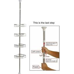 Kelvenix 4-Tier Stainless Steel Telescopic Shower Corner Shelf in Silver - thumbnail 6
