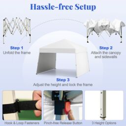 Gymax 14 x 9.2 FT Pop up Canopy Tent With 2 Sidewalls Easy Setup Sun Shelter in White - thumbnail 6