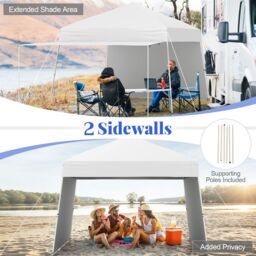 Gymax 14 x 9.2 FT Pop up Canopy Tent With 2 Sidewalls Easy Setup Sun Shelter in White - thumbnail 5