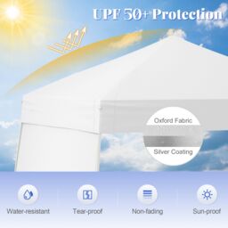 Gymax 14 x 9.2 FT Pop up Canopy Tent With 2 Sidewalls Easy Setup Sun Shelter in White - thumbnail 4