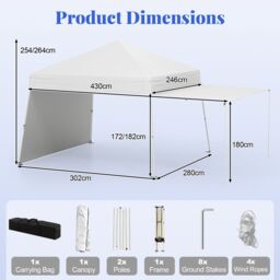 Gymax 14 x 9.2 FT Pop up Canopy Tent With 2 Sidewalls Easy Setup Sun Shelter in White - thumbnail 2