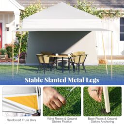 Gymax 14 x 9.2 FT Pop up Canopy Tent With 2 Sidewalls Easy Setup Sun Shelter in White - thumbnail 7