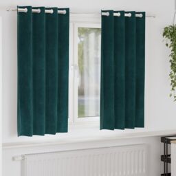 Berkfield Home Blackout Curtains with Eyelets 2 pcs Dark Green Velvet