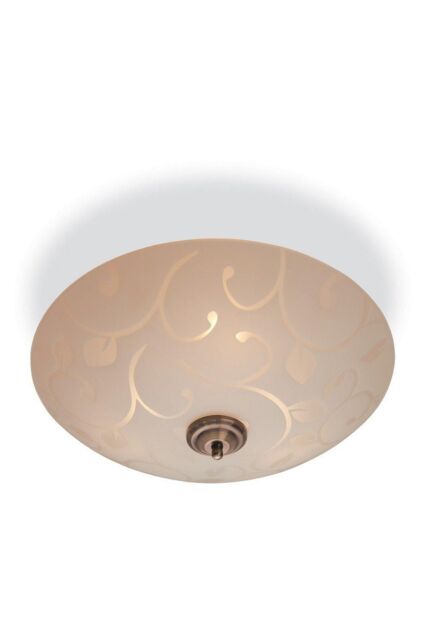Netlighting Sadie 3 Light Semi Flush Ceiling Light Opal Glass Decorative Pattern E14 in White